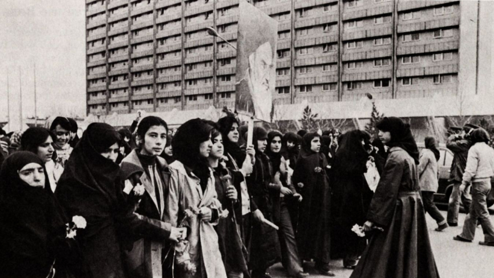 Une manifestation en 1978 pro Khomeini et anti Shah.